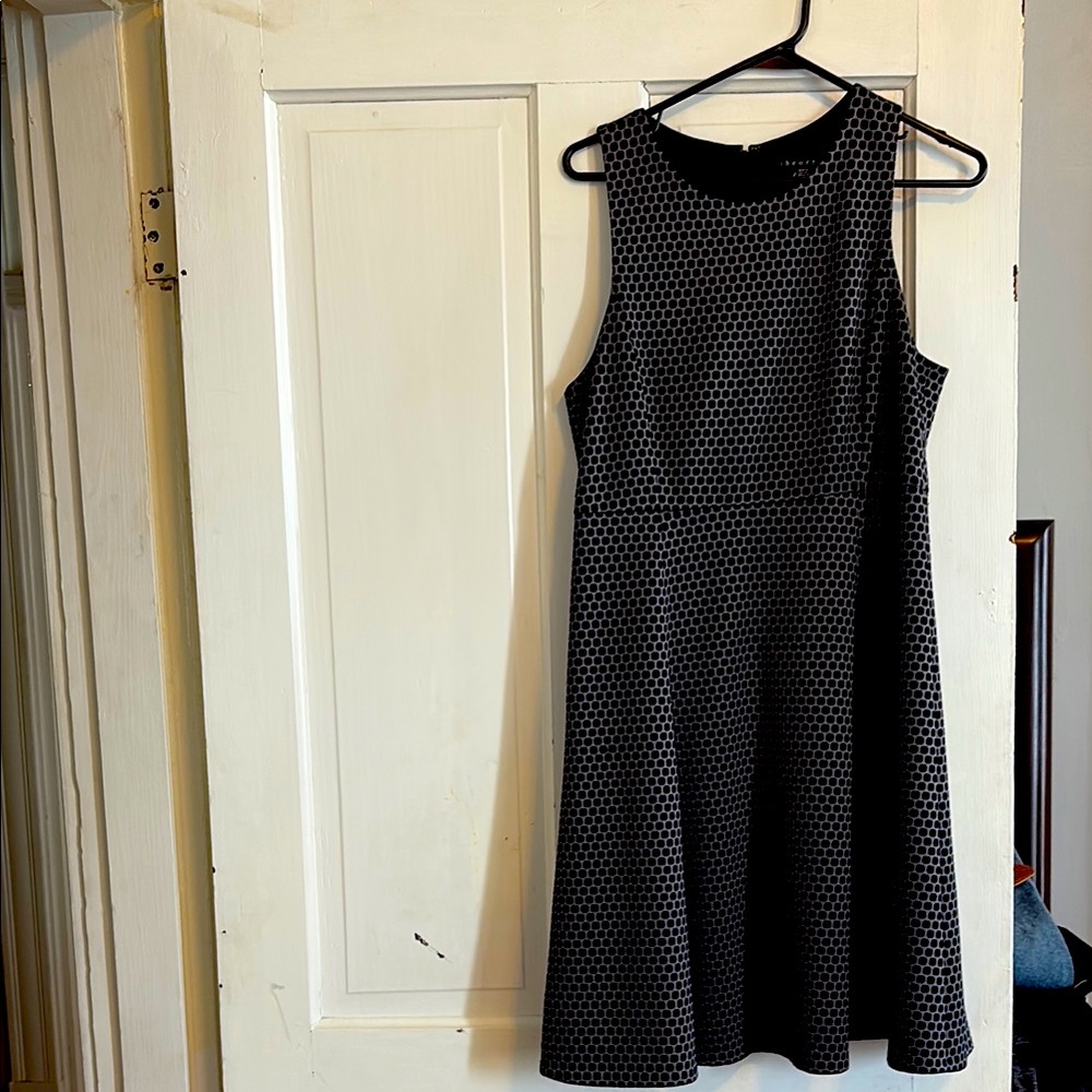 A-line Theory dress, black and gray